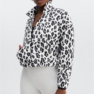 Fabletics Leopard Rayne Printed Polar-Fleece Oversized Zip up Pullover